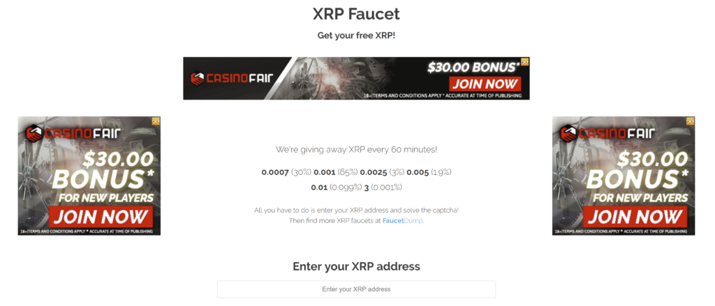XRPFaucet.info homepage